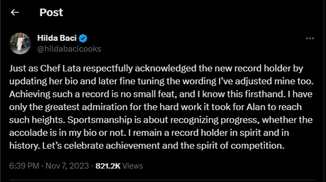 Hilda Baci reaction to Alan achievment