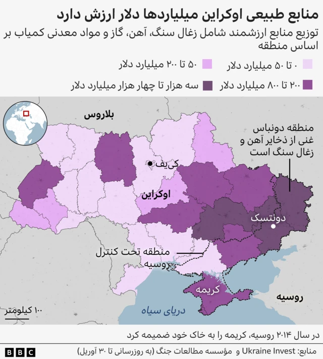نقشه منابع طبیعی اوکراین