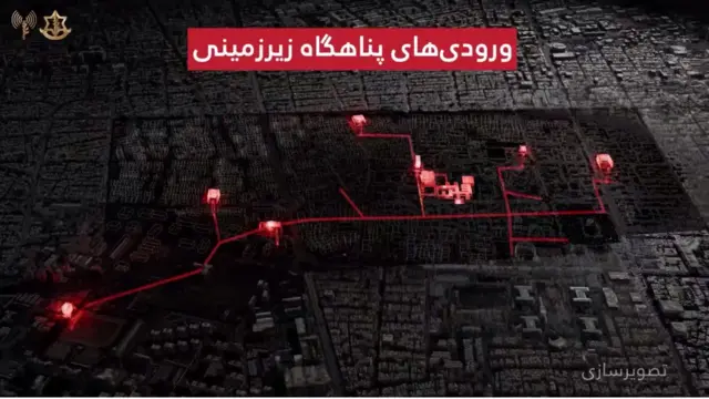 تصویر بازسازی شده توسط ارتش اسرائیل از پناهگاه زیرزمینی دفتر رهبر جمهوری اسلامی 