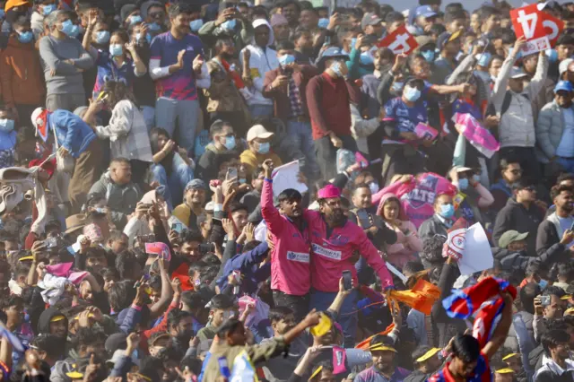 नेपाल प्रिमिअर लीग (एनपीएल)मा जनकपुर बोल्ट्स र सुदूर पश्चिम रोयल्सको खेल हेर्न कीर्तिपुर पुगेका दर्शक