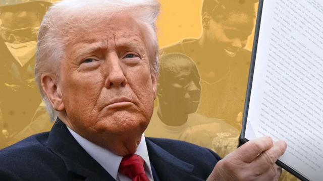 Donald Trump holding di tariffs speech