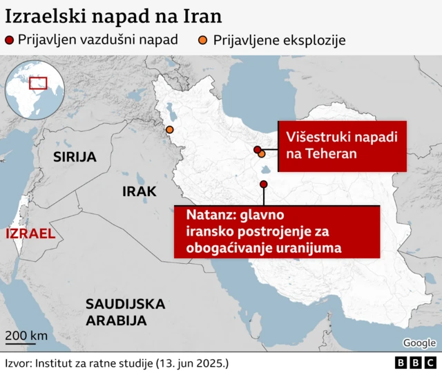 izraelski napadina iranska nuklearna postrojenja