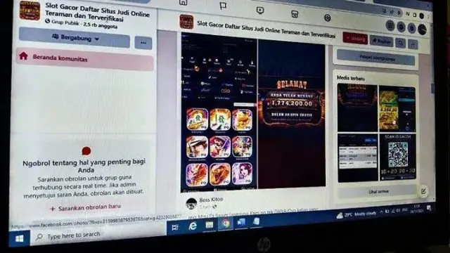 Iklan judi slot online di Facebook.