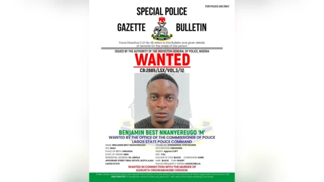 A photo of a man wanted by di Nigerian Police.