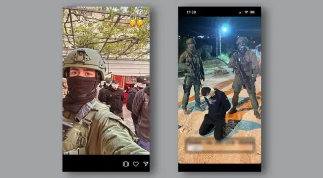 Screenshots of videos posted by Israeli soldiers