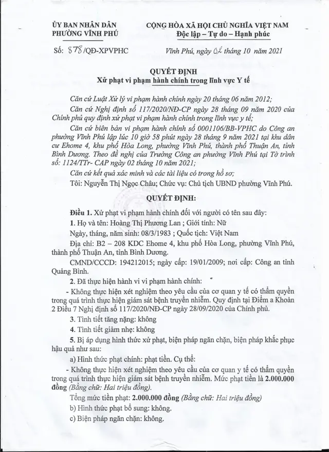 Quyết định xử phạt