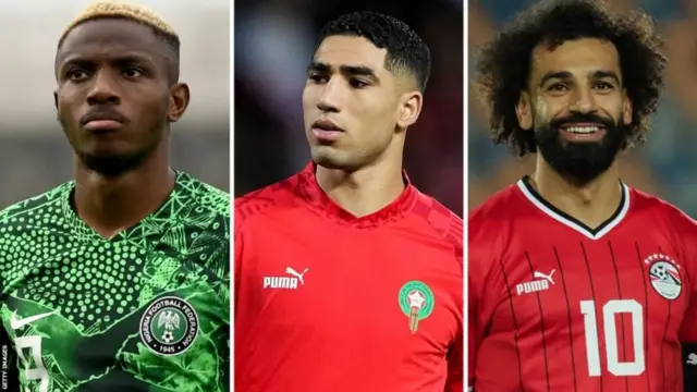 Victor Osimhen (à gauche) ou Achraf Hakimi (au centre) sera-t-il élu meilleur joueur de l'année de la CAF pour la première fois ? Mohamed Salah (à droite) sera-t-il récompensé pour la troisième fois ?