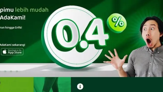 Perusahaan pinjaman online AdaKami menawarkan bunga o,4%. 