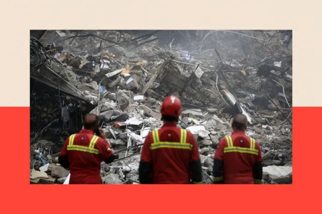 Restos de un edificio bombardeado. 