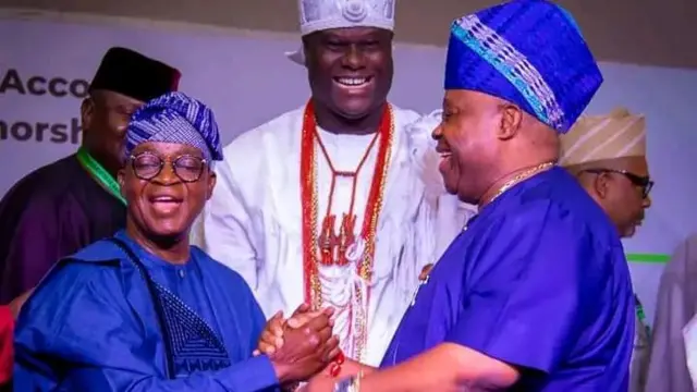 Adegboyega Oyetọla, gomina ana nipinlẹ Ọṣun, Ọọni ile ife, Ọba Adeyẹye Ogunwusi ati gomina ipinlẹ Ọṣun Ademọla Adeleke