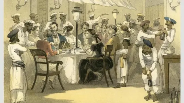 భారతదేశంలో భోజనం చేస్తున్న బ్రిటిష్ వారు