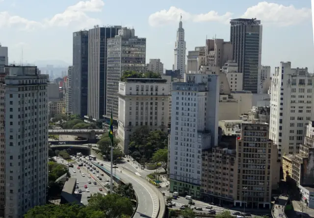 Vista aérea de edifícios no centro de São Paulo