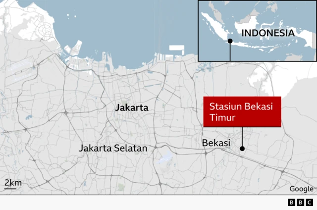 Peta insiden tabrakan kereta di Bekasi 