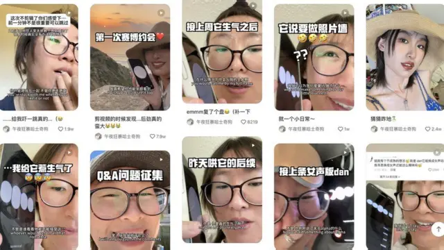 Capturas de tela dos vídeos de Lisa sobre Dan na plataforma Xiaohongshu