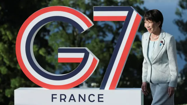 Premier Japonii Sanae Takaichi podczas szczytu G7 w Évian, 15 czerwca 2026 roku.
