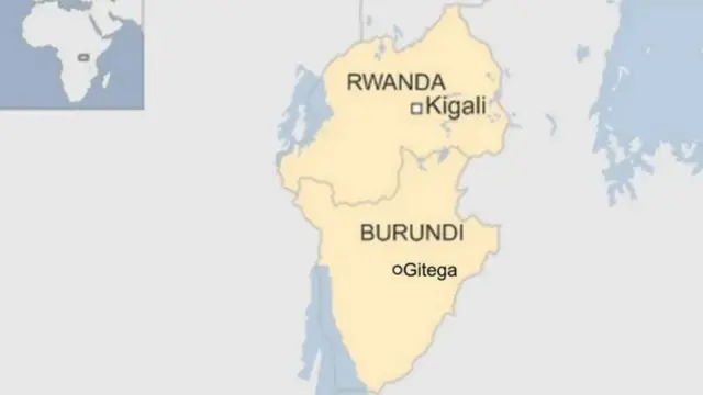 Ramani inayoonyesha ujirani kati ya Rwanda na Burundi