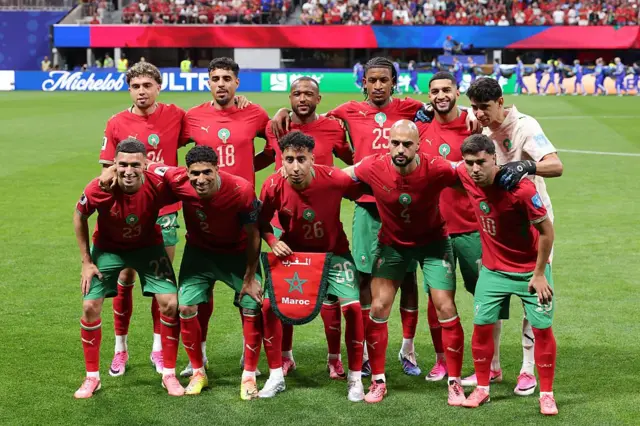 Les joueurs du Maroc posent pour une photo d'équipe avant le match du groupe C de la Coupe du Monde de la FIFA 2026 opposant le Maroc à Haïti, au stade d'Atlanta, le 24 juin 2026 à Atlanta.