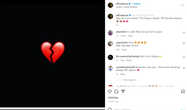 Alarole Instagram message