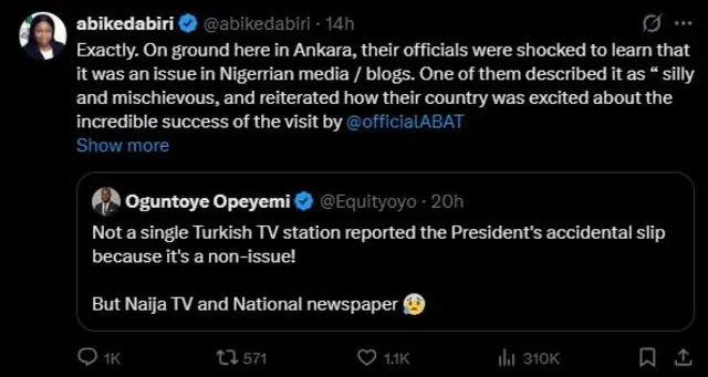 Aworan akọsilẹ naa lori ayelujara loju opo X.