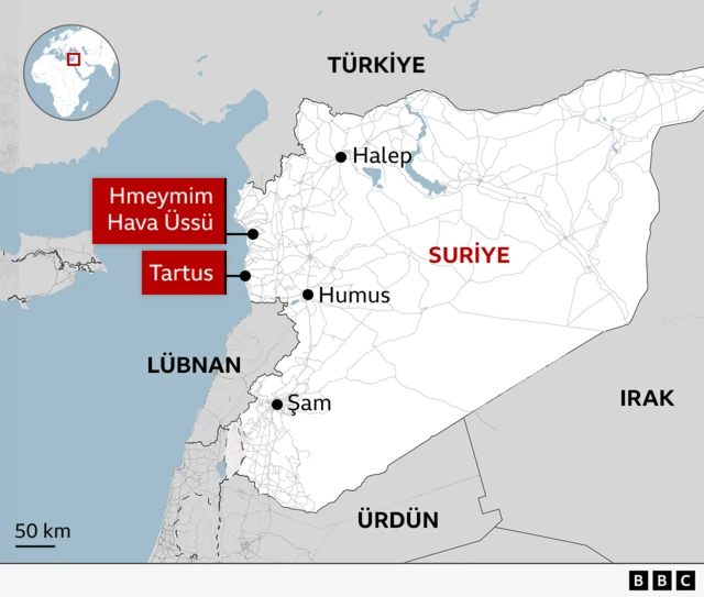 Suriye'de Rus askeri üsleri haritası