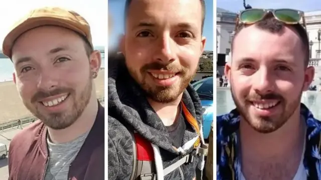 د یوه سړي درې بېلابېل انځورونه، چې په ټولو کې یې موسکا کړې