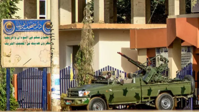 A RSF armed vehicle stationed at a street in Khartoum