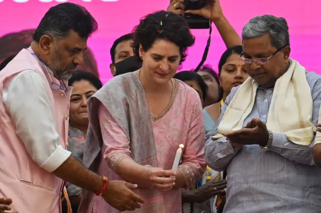 siddharamaiah, priyanka and shivakumar