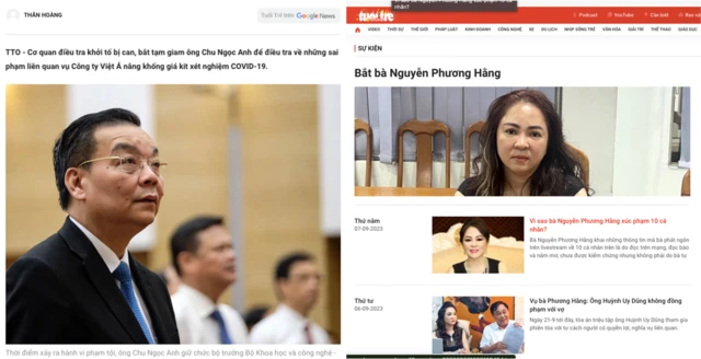 Báo Tuổi Trẻ sử dụng bức hình "đầu bù tóc rối" nhất của bà Phương Hằng làm hình tiêu đề cho nguyên một chuyên trang bà bị bắt. Trong khi đó, bộ trưởng Chu Ngọc Anh được ưu ái sử dụng ảnh đẹp đương chức cho bản tin bị bắt.