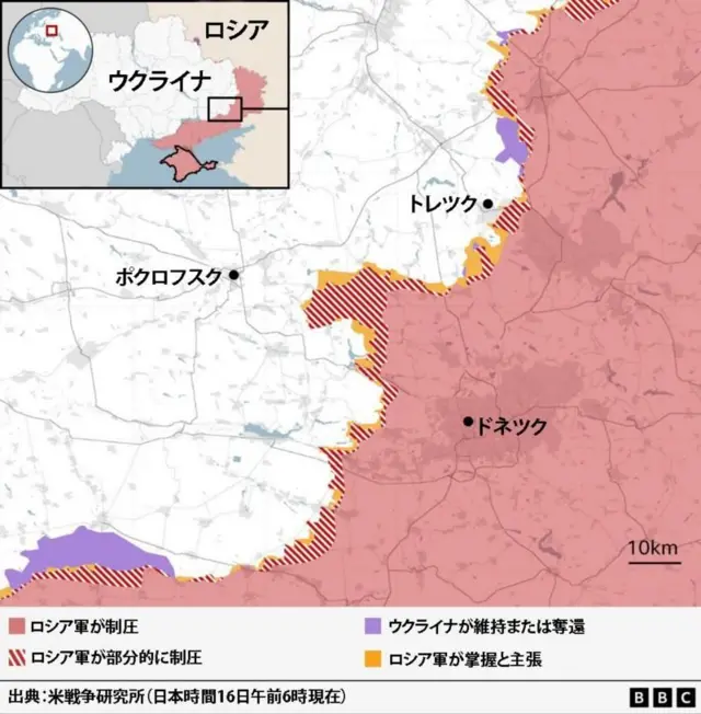 ウクライナとロシアの国境地帯の戦況地図