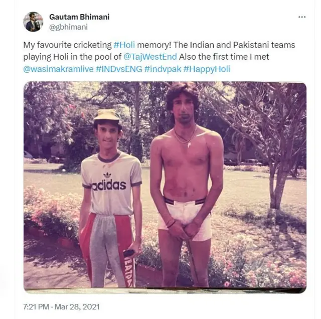 ਹੋਲੀ ਮਨਾਉਂਦੇ ਹੋਏ ਭਾਰਤੀ ਅਤੇ ਪਾਕਿਸਤਾਨੀ ਕ੍ਰਿਕੇਟਰ