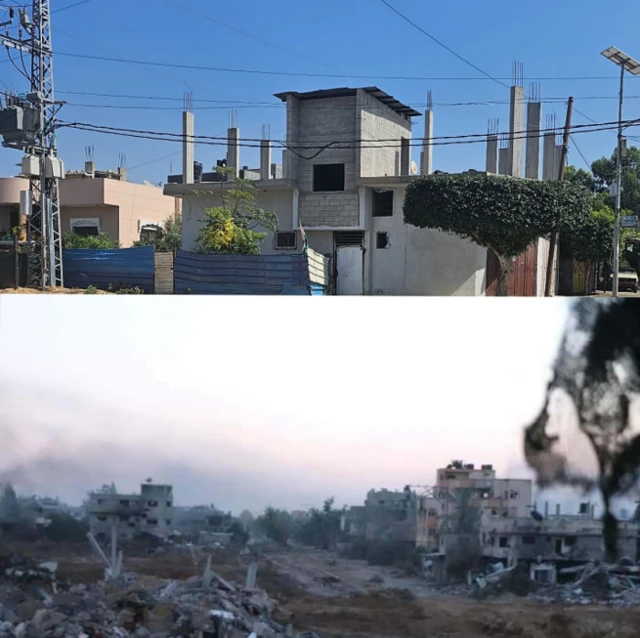 منزل الزعانين قبل وبعد القصف