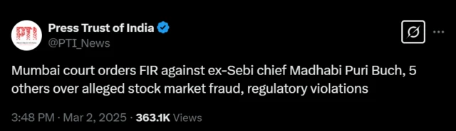 वृत्तसंस्था पीटीआयनुसार, हे प्रकरण शेअर बाजारातील फसवणूक आणि नियामक उल्लंघनांशी संबंधित आहे.