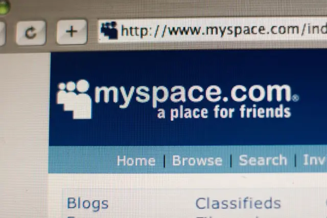 Home page of the popular internet networking site, MySpace.