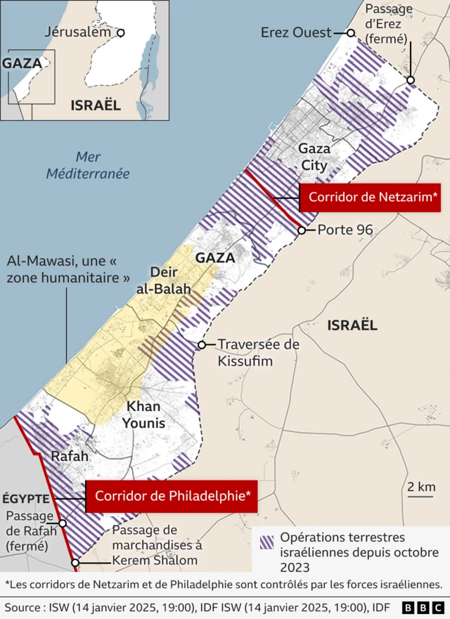 Carte : Opérations terrestres à Gaza