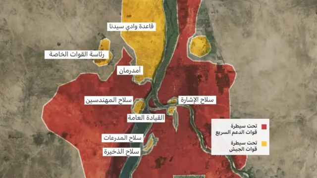 خريطة السيطرة على الخرطوم في سبتمبر/ أيلول 2023 - المصدر: Sudan War Monitor 