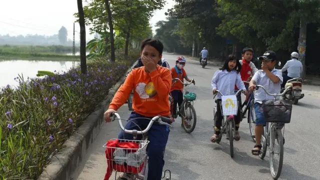 Children riding bikes