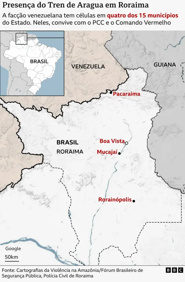 Mapa da presença do TDA em Roraima