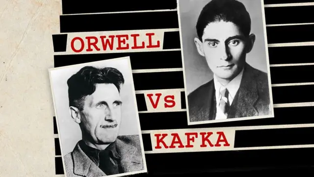 Fotos de Orwell y Kafka