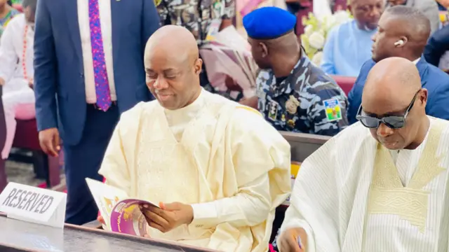 Gomina Seyi Makinde ati Igbakeji rẹ, Adebayọ Lawal nibi isinku naa.