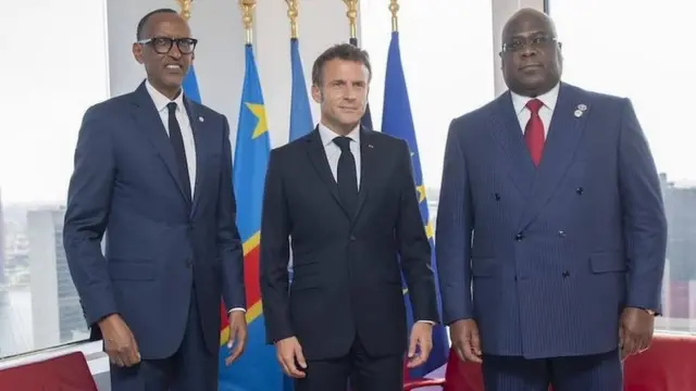 Perezida Kagame, Perezida Macron na Perezida Tshisekedi