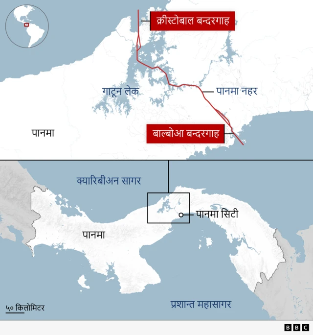 पानमा नहरको नक्सा