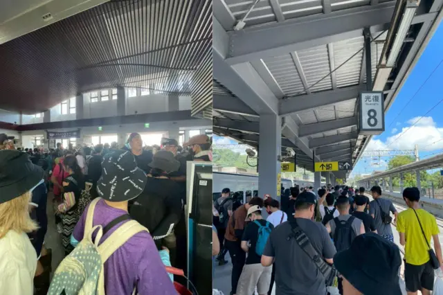 车站和月台上满是来救灾的志工