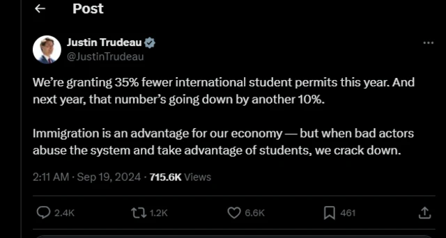 ਜਸਟਿਨ ਟਰੂਡੋ ਦਾ ਟਵੀਟ