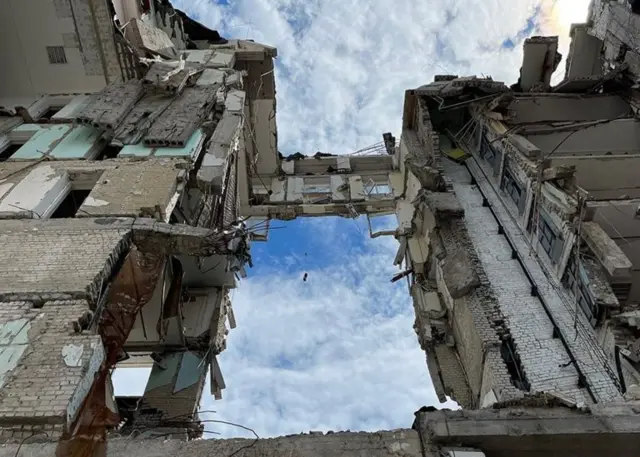 Le bâtiment de l'administration régionale en ruines à Mykolaiv