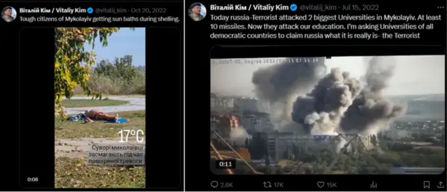 Thống đốc Kim hài hước chia sẻ hình ảnh người dân Mykolayiv bình thản nằm phơi nắng khi Nga tấn công. Ông kêu gọi định danh Nga là “quân khủng bố”.  