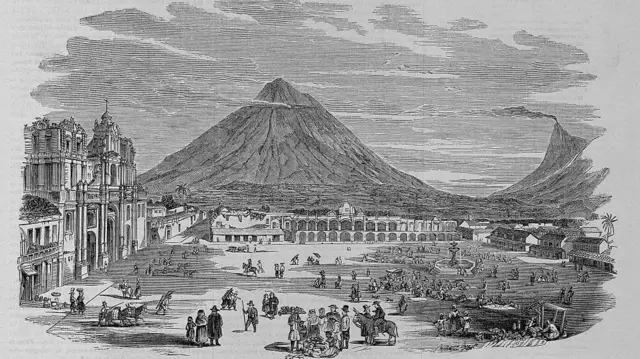 Grabado de la antigua Ciudad de Guatemala