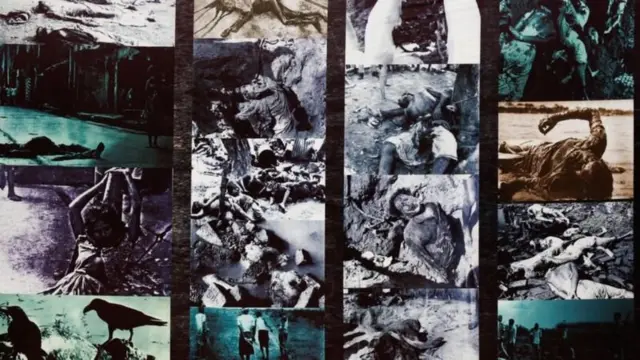 মুক্তিযুদ্ধ জাদুঘরে প্রদর্শনীতে ১৯৭১ এর গণহত্যার ফটোগ্রাফ