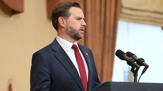 President JD Vance speaks during a news conference after meeting with representatives from Pakistan and Iran, April 12, 2026 in Islamabad, Pakistan. 