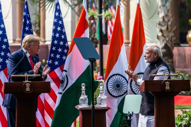 প্রেসিডেন্ট ট্রাম্প ও প্রধানমন্ত্রী মোদীর যৌথ সাংবাদিক সম্মেলন
