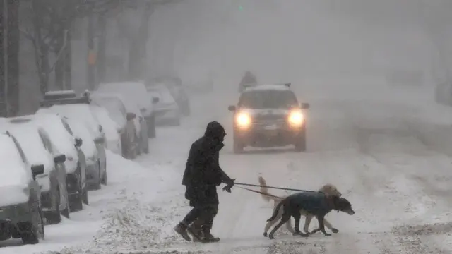 Снегопад в Нью-Йорке